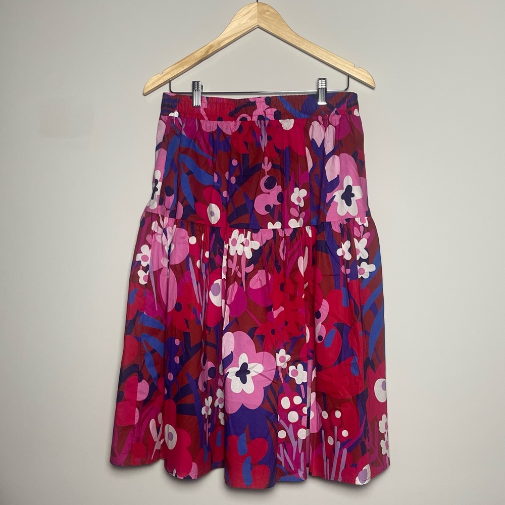 Lesley Evers | Vibrant Floral Printed Tiered Pull on Midi Skirt - Picture 2 of 4
